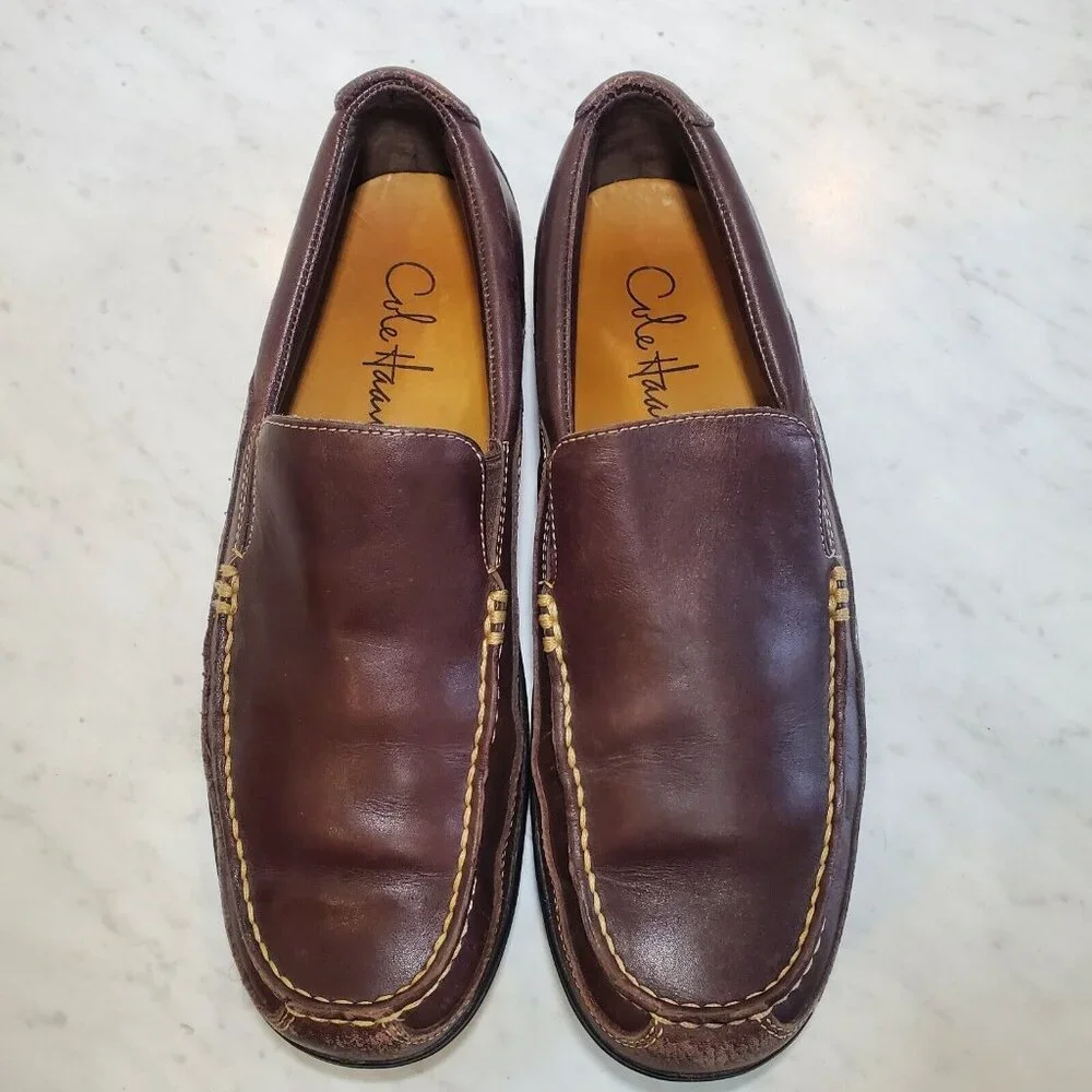 Cole Haan Men French Roast Tucker Venetian Leather Loafers Shoes C04059 8 M US